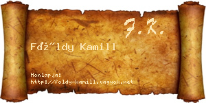 Földy Kamill névjegykártya